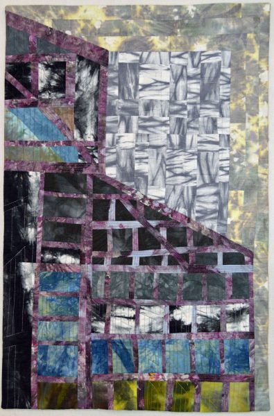Textile Art quilkt of an abandoned building at Burrard Ship Yards in North Vancouver, part of the Salish sea