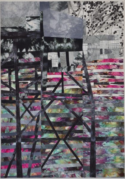 Textile art quilt of abandoned shipyard in North Vancouver, aprt of the salish sea