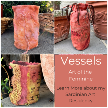 Art residency in Sardinia, vessels - art of the feminine, textile artist